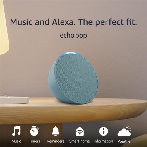 Amazon Echo Pop | Compact smart speaker with Alexa | premium Alexa features available for purchase | Midnight Teal